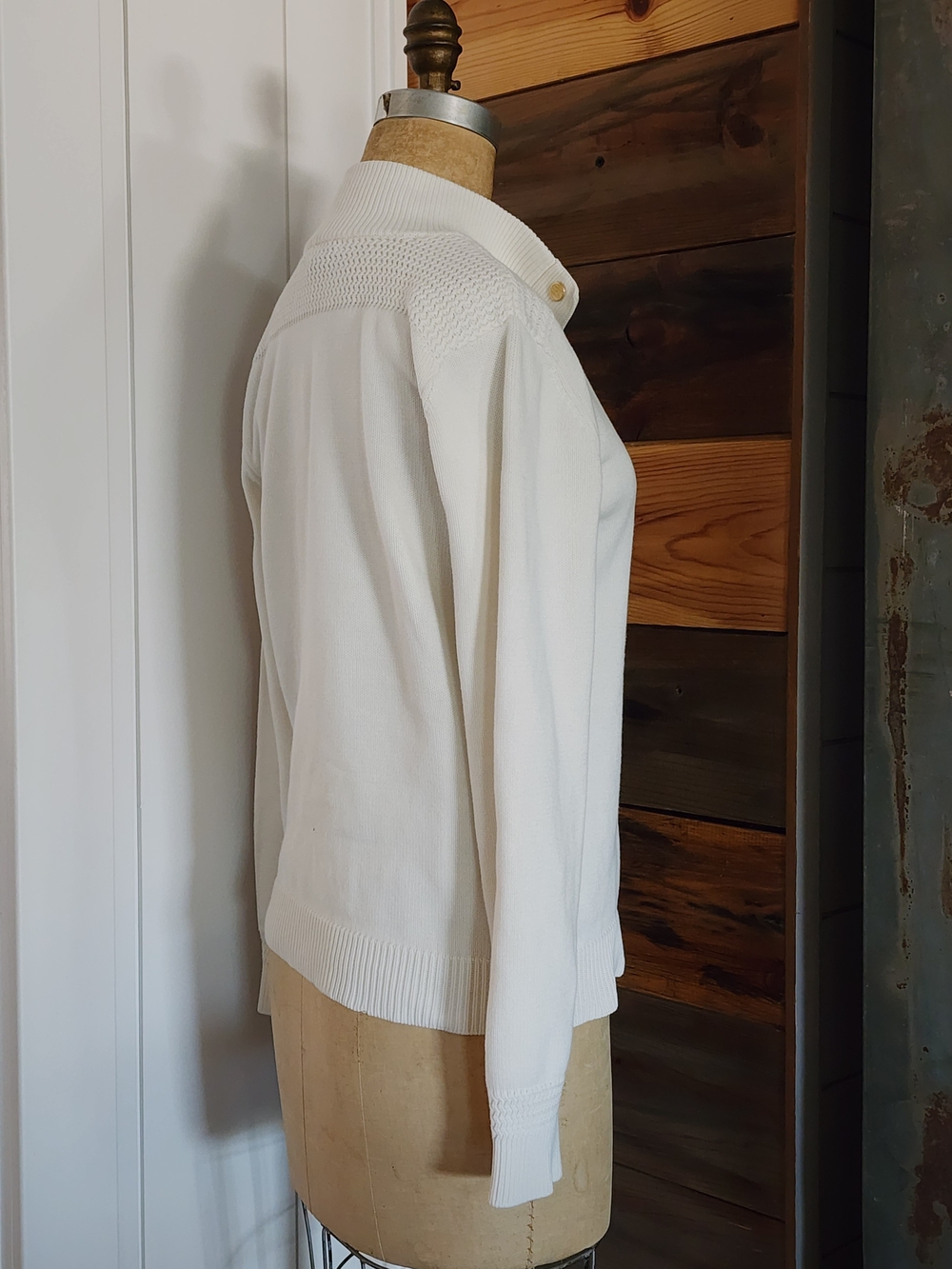 Vintage Ralph Lauren Snap-Front Crest Cotton Sweater. - Picture 5 of 7